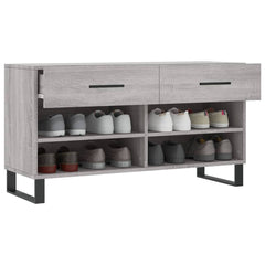 vidaXL Shoe Bench Grey Sonoma 102x35x55 cm Engineered Wood 4