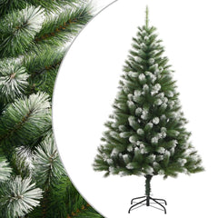 vidaXL Artificial Hinged Christmas Tree with Flocked Snow 150 cm 1