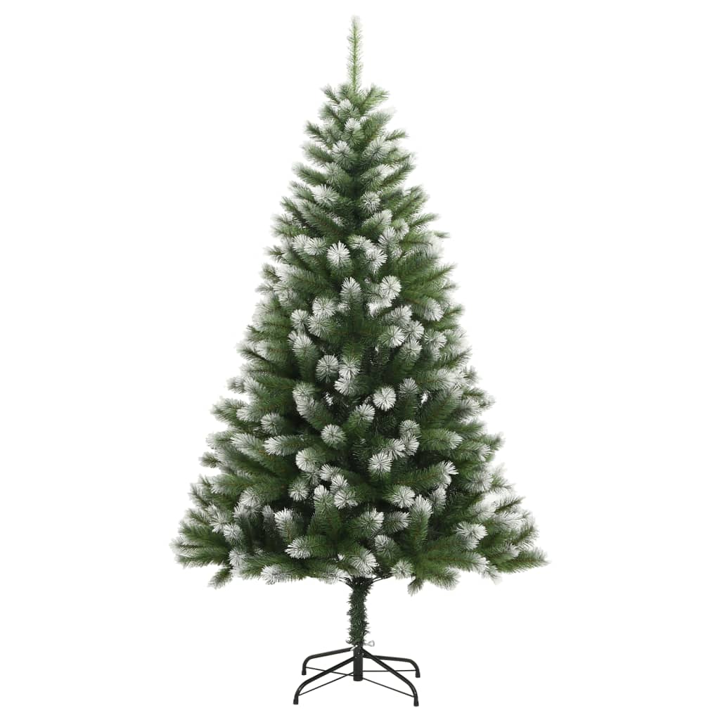 vidaXL Artificial Hinged Christmas Tree with Flocked Snow 150 cm 2