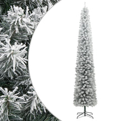vidaXL Slim Christmas Tree with Stand and Flocked Snow 270 cm PVC 1