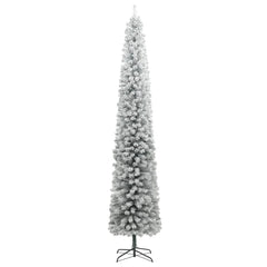 vidaXL Slim Christmas Tree with Stand and Flocked Snow 270 cm PVC 2