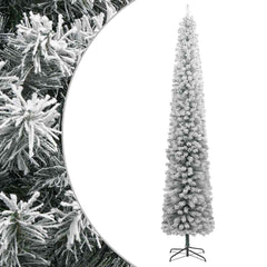vidaXL Slim Christmas Tree with Stand and Flocked Snow 300 cm PVC 1