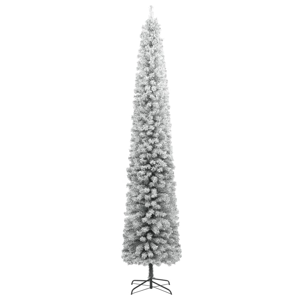 vidaXL Slim Christmas Tree with Stand and Flocked Snow 300 cm PVC 2