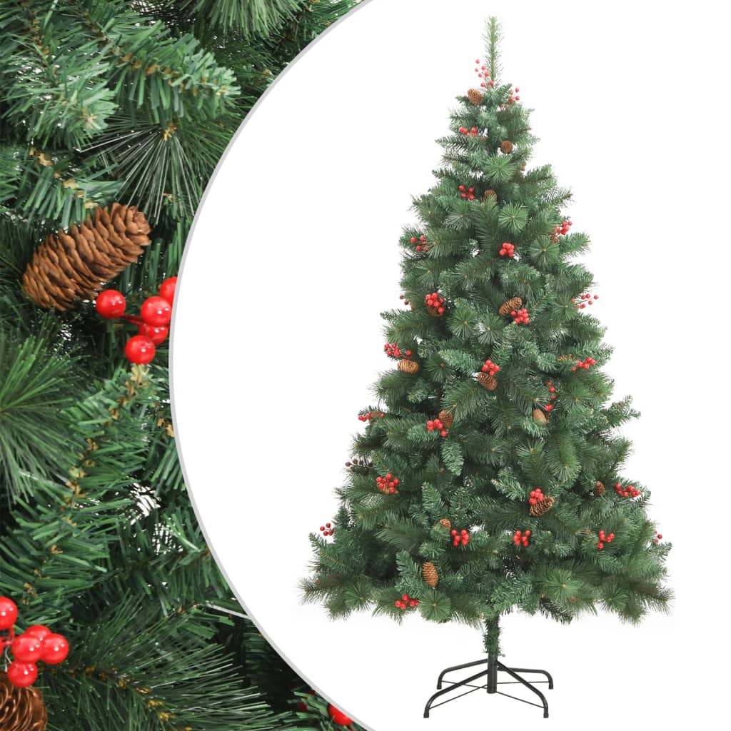 Artificial Christmas Tree 300 LEDs Warm White PVC and Metal 180 cm Basic
