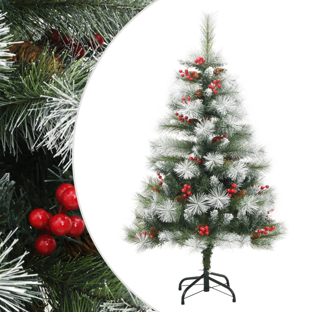 vidaXL Artificial Hinged Christmas Tree with Cones and Berries 150 cm 1