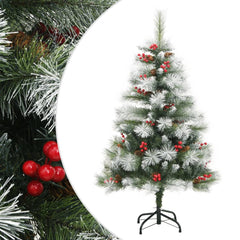 vidaXL Artificial Hinged Christmas Tree with Cones and Berries 150 cm 1