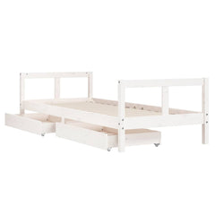 vidaXL Kids Bed Frame with Drawers White 80x200 cm Solid Wood Pine 4