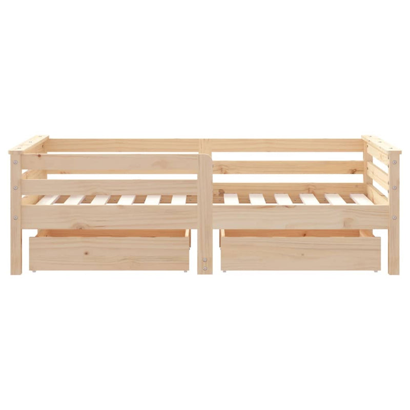 Kids Bed Frame with Drawers 70x140 cm Solid Wood Pine