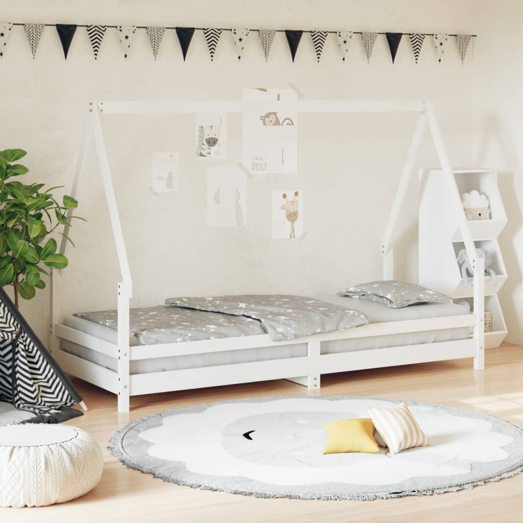 vidaXL Kids Bed Frame White 80x200 cm Solid Wood Pine 1