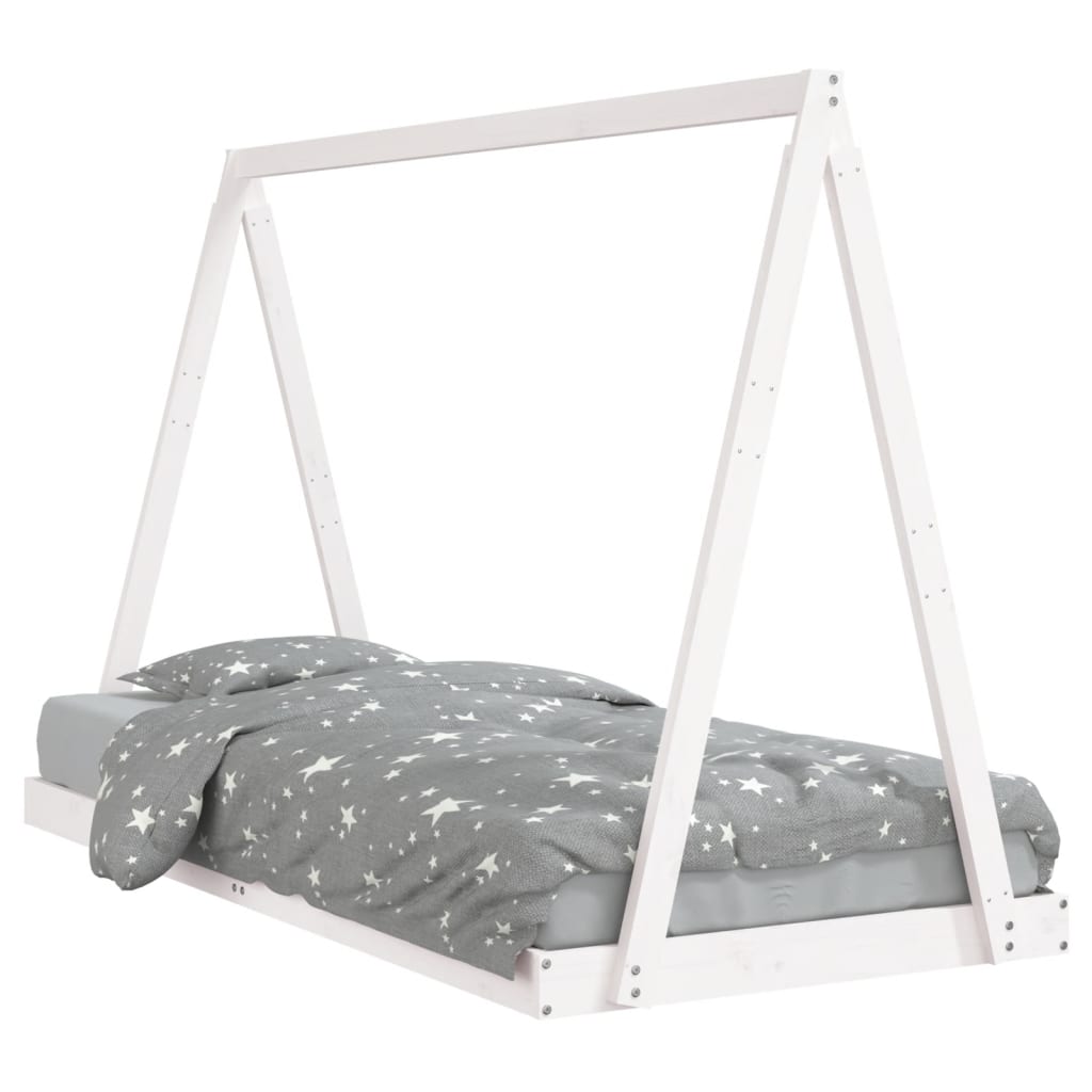 vidaXL Kids Bed Frame White 90x200 cm Solid Wood Pine 2