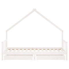 Kids Bed Frame with Drawers Solid Wood Pine White 90 cm 190 cm