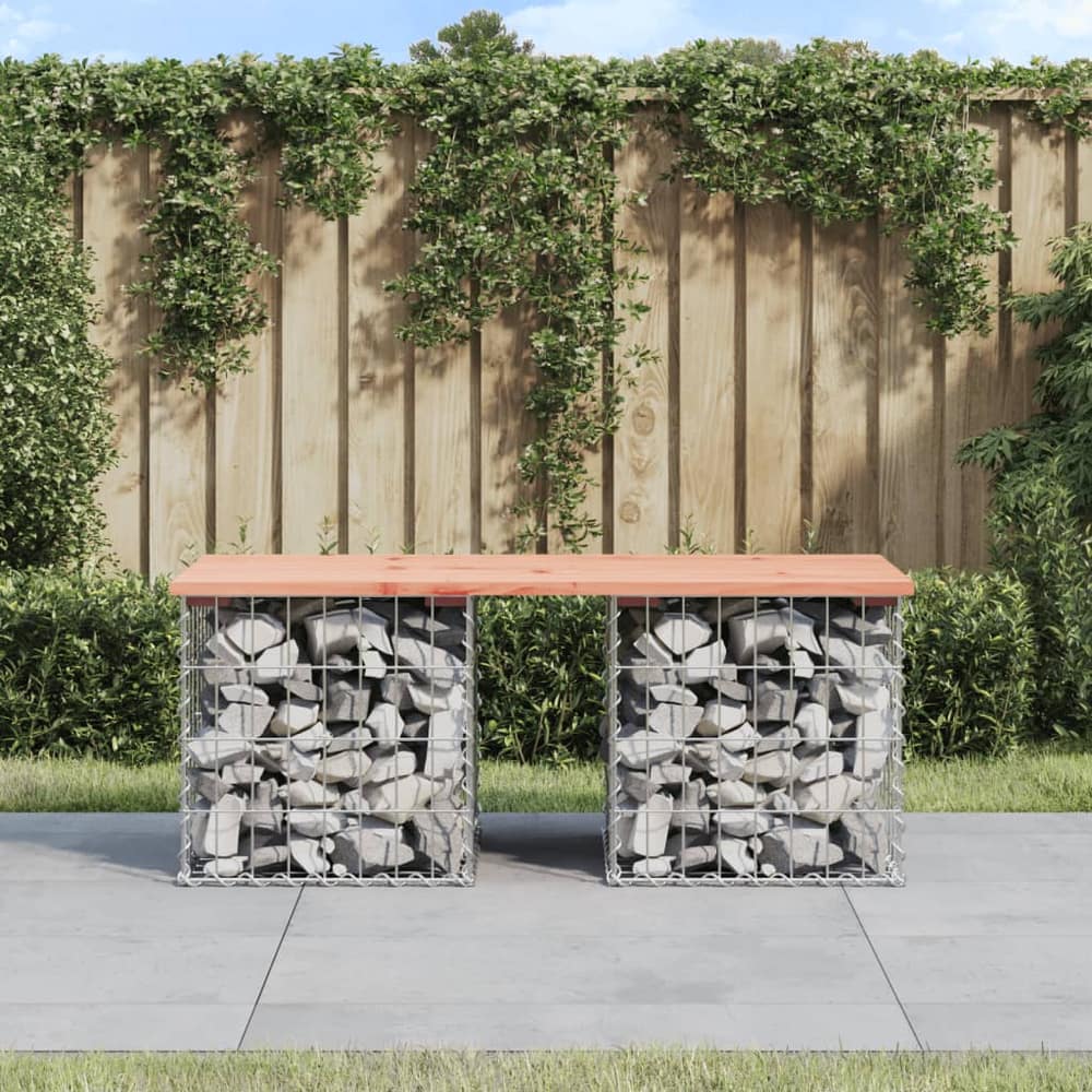 Garden Bench Gabion Design Solid Wood Douglas Natural Douglas 44 cm 103 cm