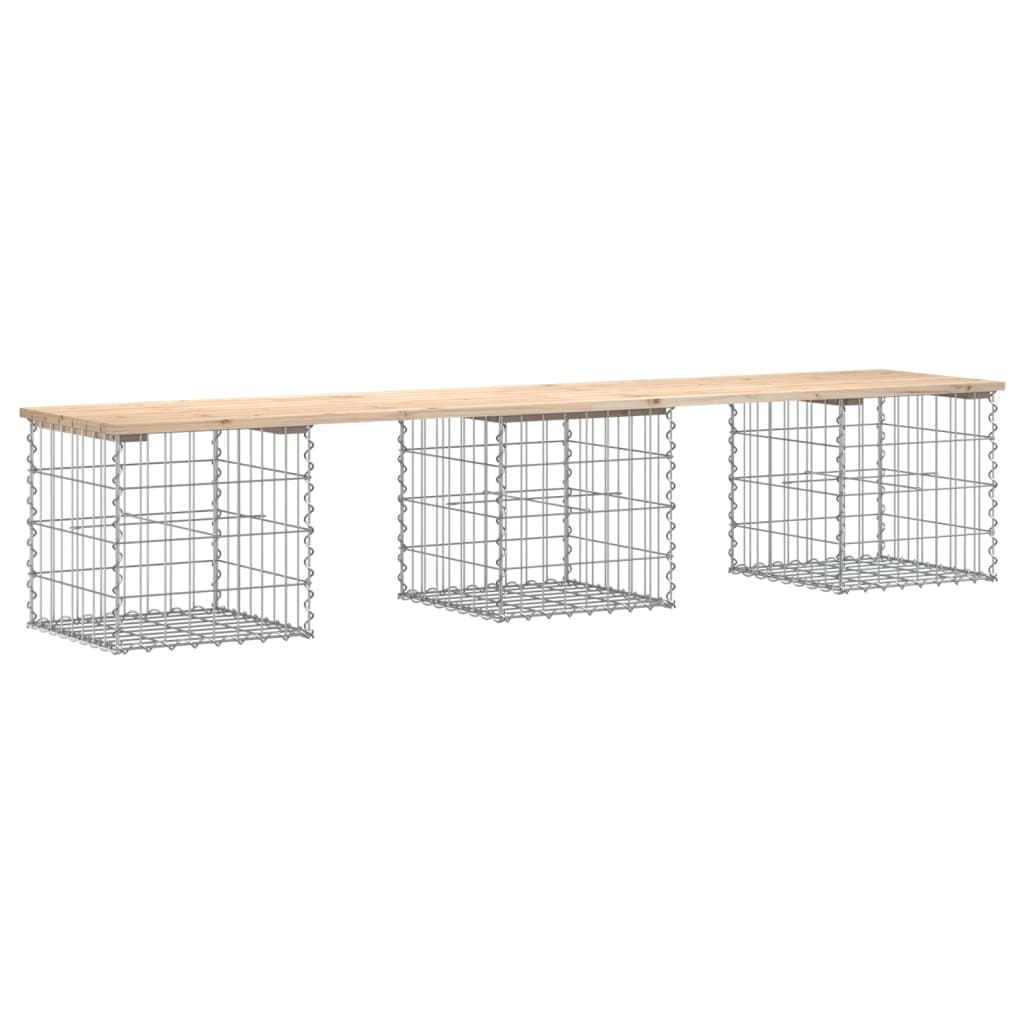 vidaXL Garden Bench Gabion Design 203x44x42 cm Solid Wood Pine 2