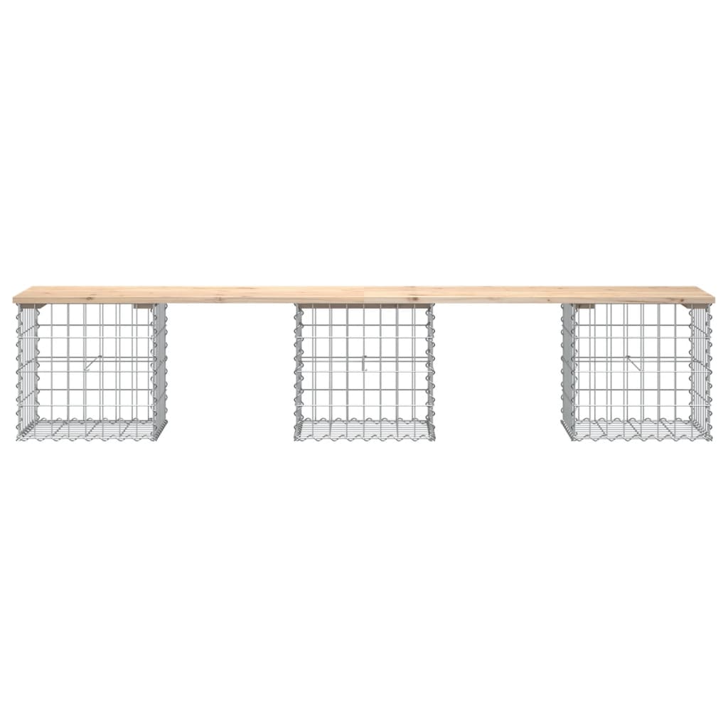 vidaXL Garden Bench Gabion Design 203x44x42 cm Solid Wood Pine 3