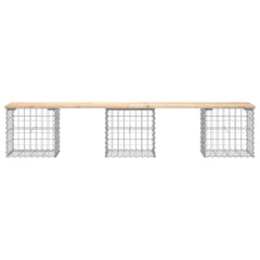 vidaXL Garden Bench Gabion Design 203x44x42 cm Solid Wood Pine 3