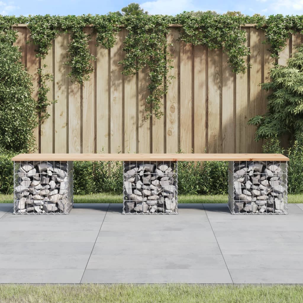 vidaXL Garden Bench Gabion Design 203x44x42 cm Solid Wood Pine 1