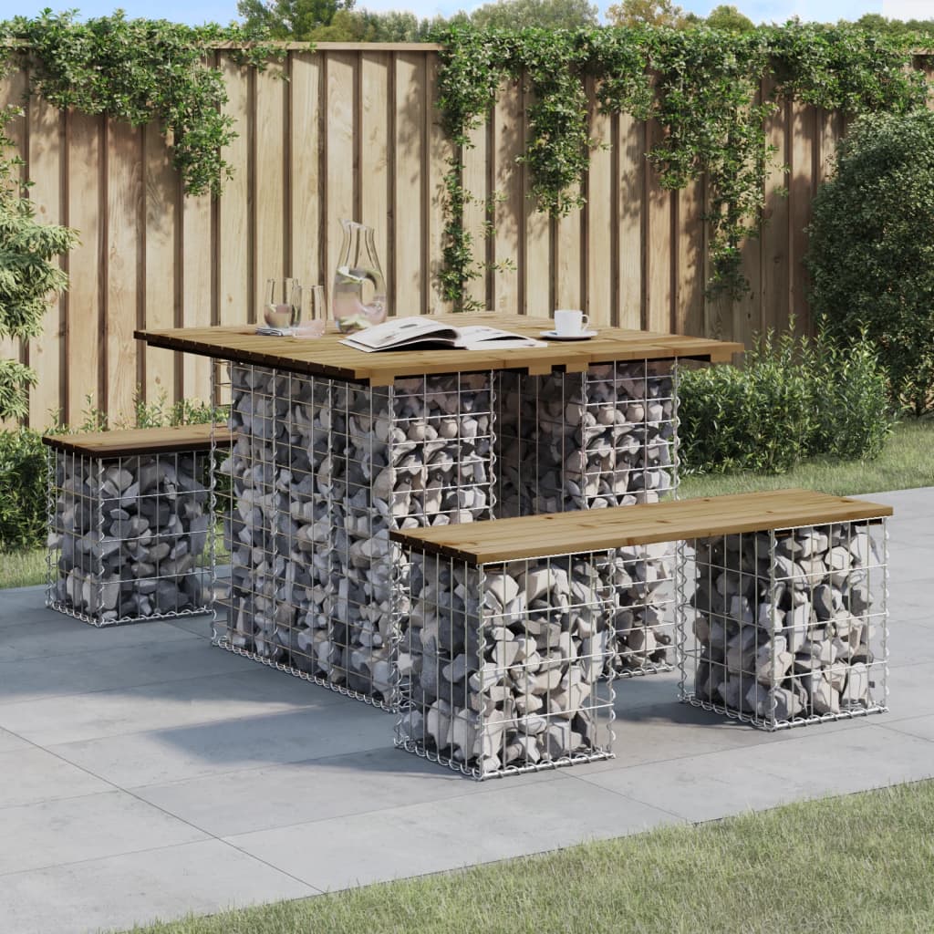 vidaXL Garden Table Gabion Design 100x102x72 cm Impregnated Wood Pine 1
