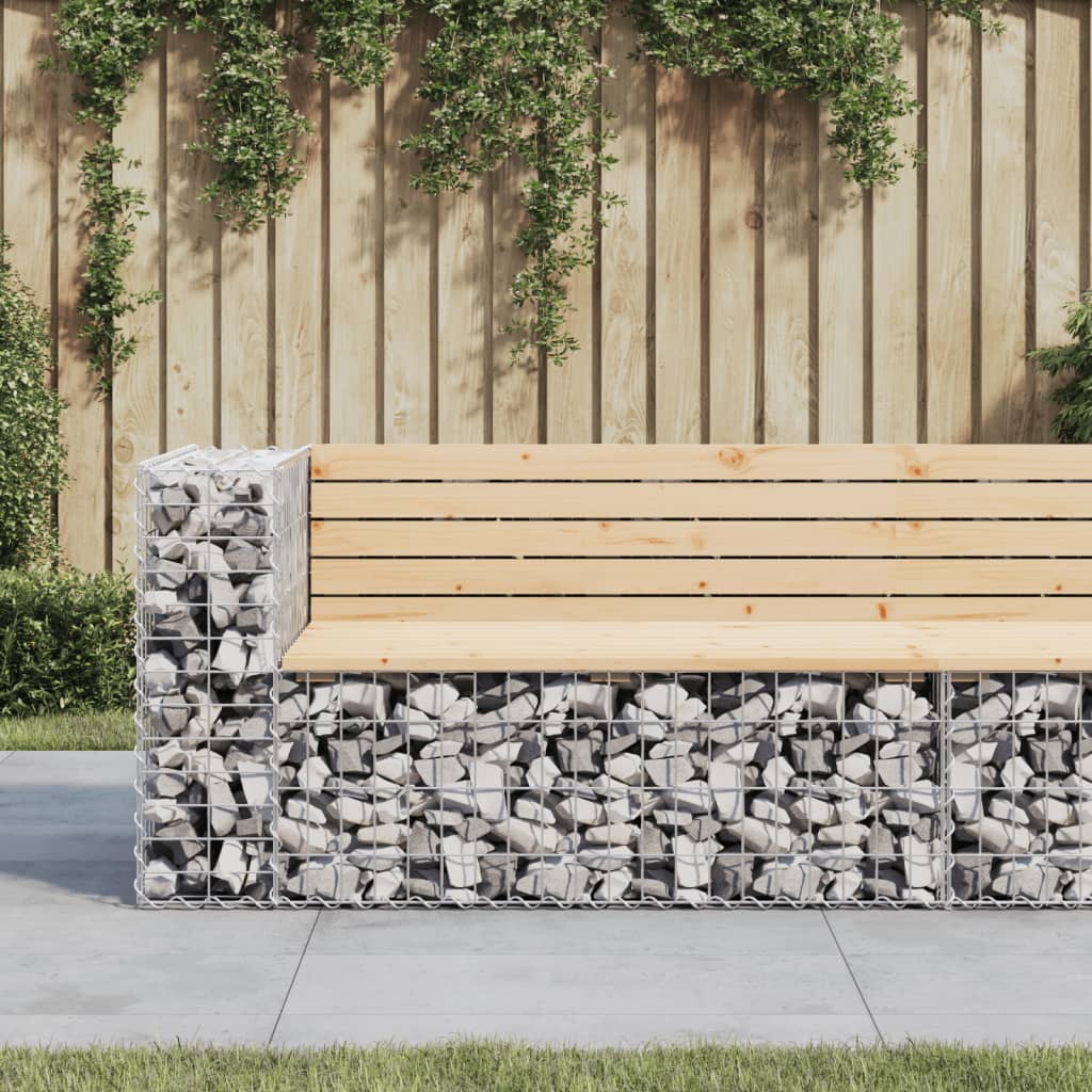 vidaXL Garden Bench Gabion Design 122x71x65.5 cm Solid Wood Pine 1