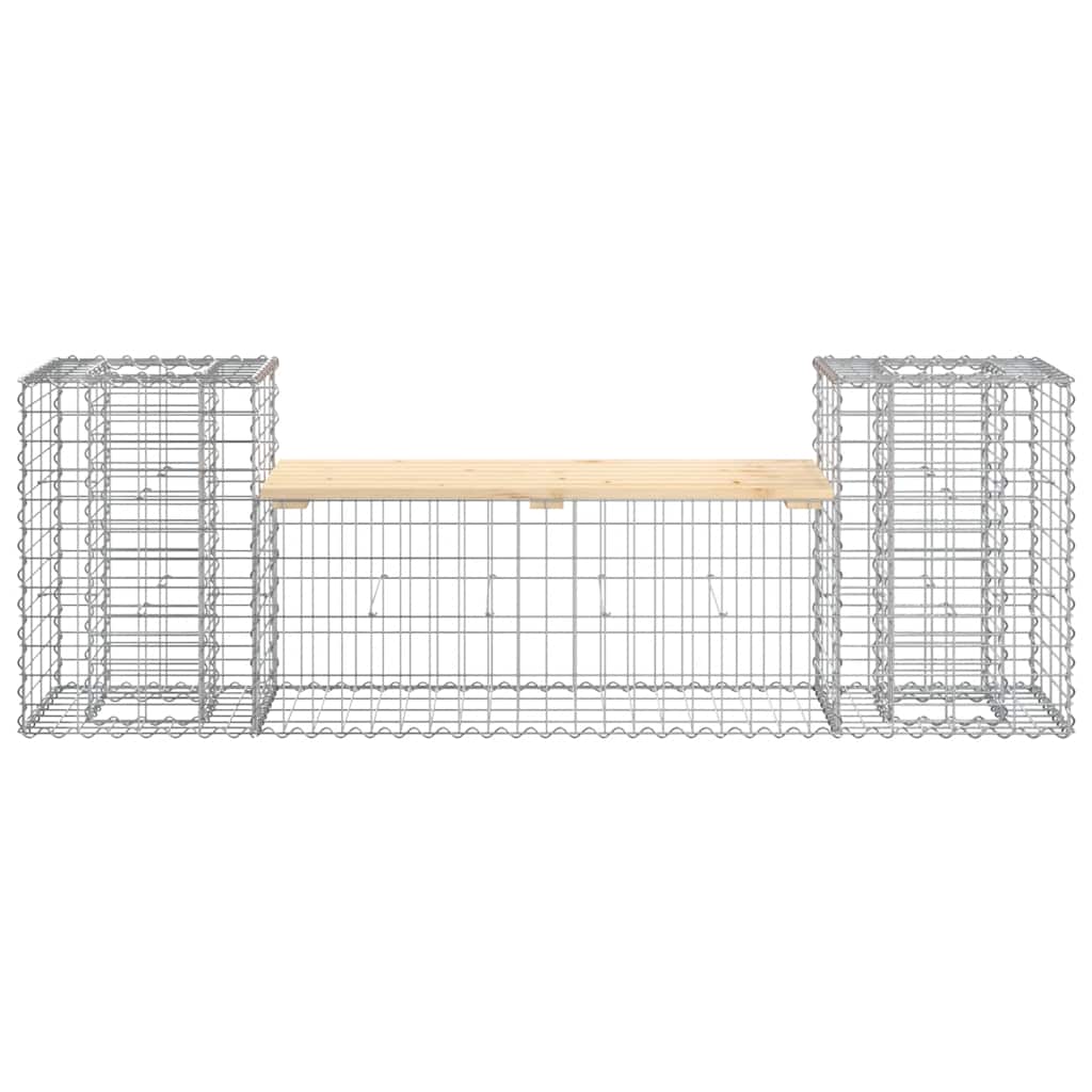 vidaXL Garden Bench Gabion Design 183x41x60.5 cm Solid Wood Pine 3