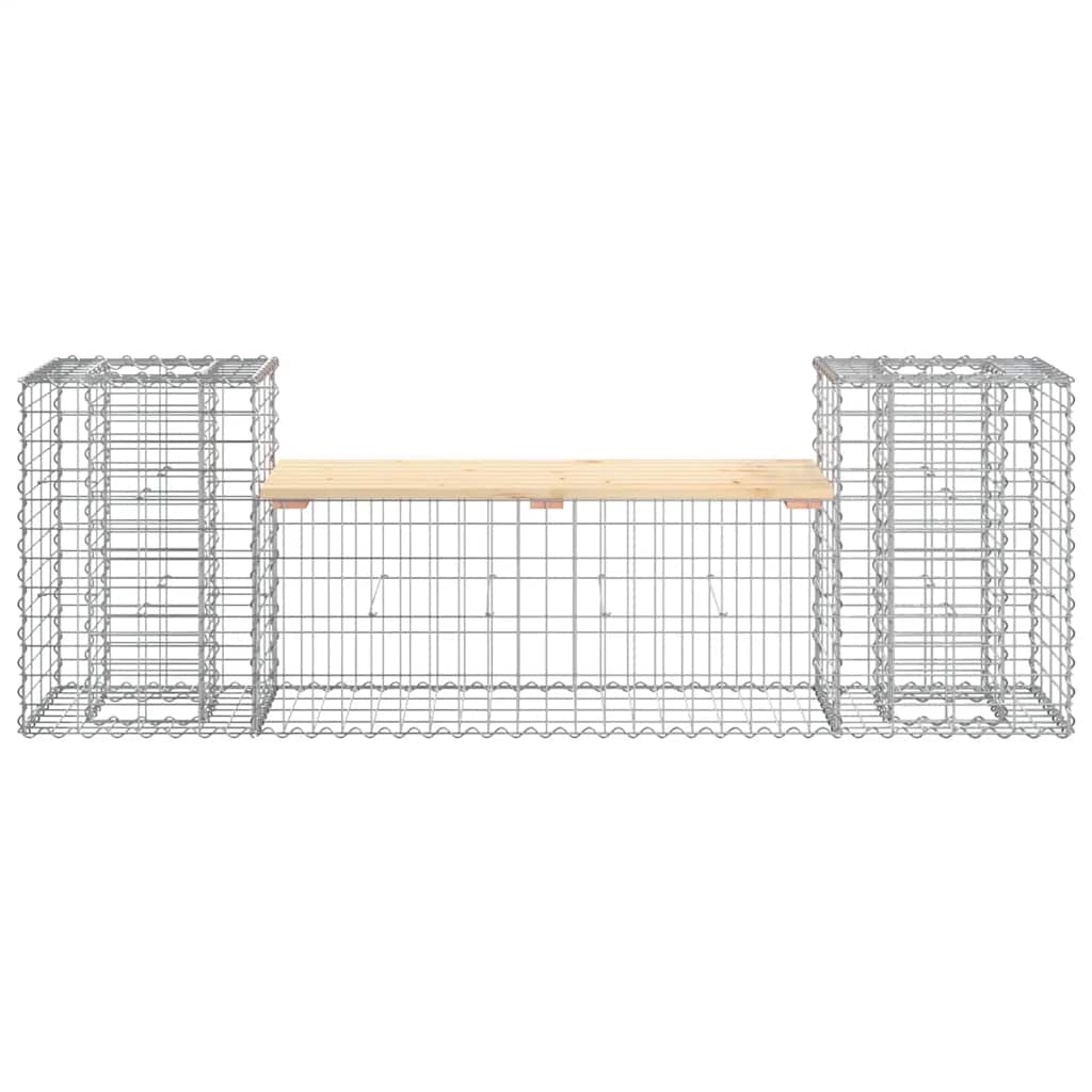 vidaXL Garden Bench Gabion Design 183x41x60.5 cm Solid Wood Pine 5