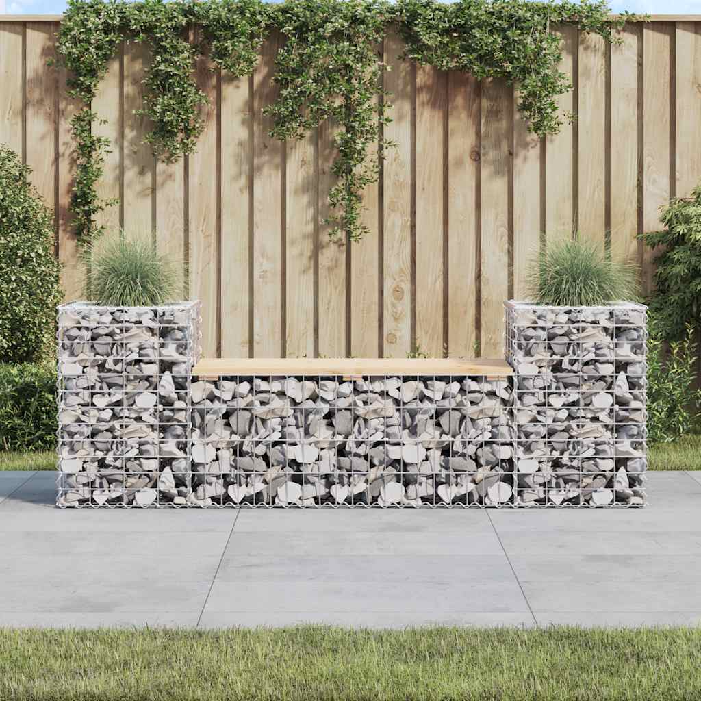 vidaXL Garden Bench Gabion Design 183x41x60.5 cm Solid Wood Pine 1