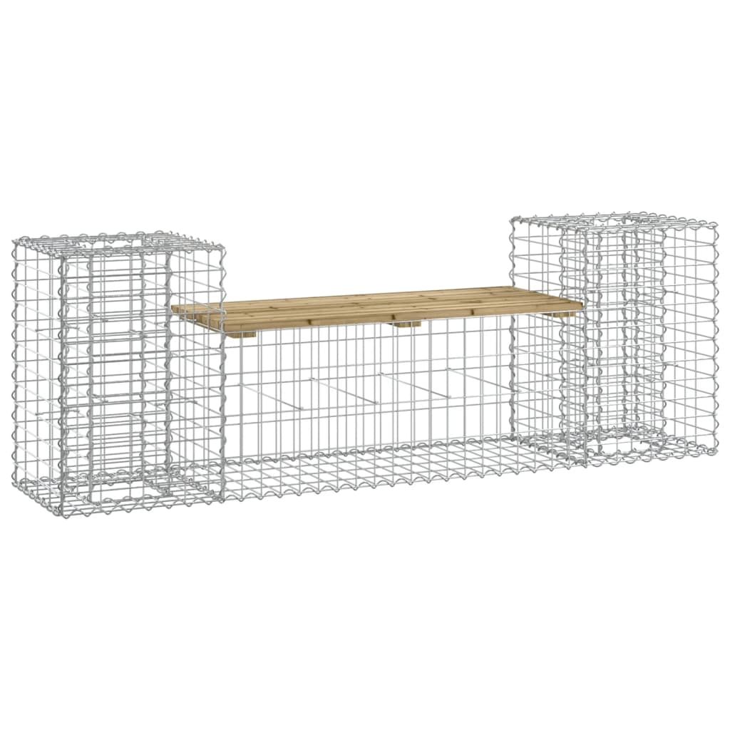 vidaXL Garden Bench Gabion Design 183x41x60.5 cm Impregnated Wood Pine 2