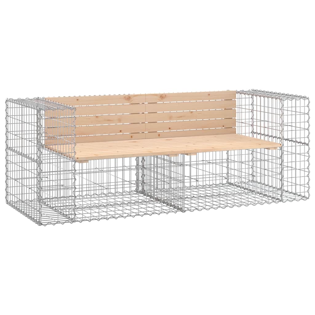 vidaXL Garden Bench Gabion Design 184x71x65.5 cm Solid Wood Pine 2
