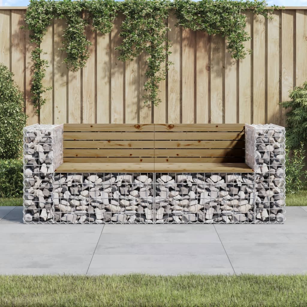vidaXL Garden Bench Gabion Design 184x71x65.5 cm Impregnated Wood Pine 1