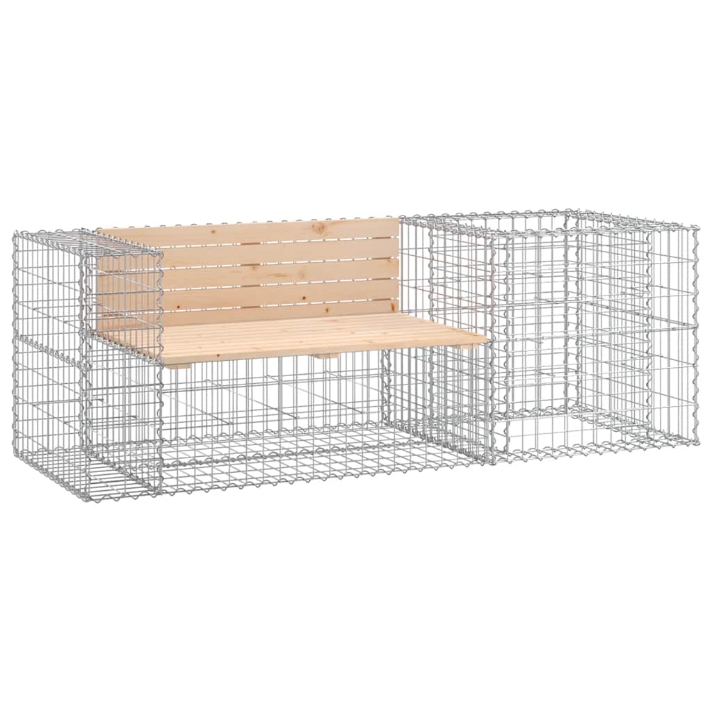 vidaXL Garden Bench with Gabion Basket Solid Wood Pine 2