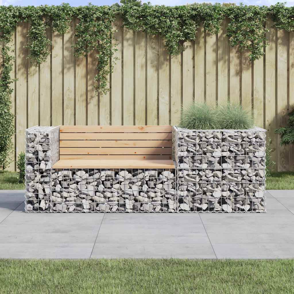 vidaXL Garden Bench with Gabion Basket Solid Wood Pine 1