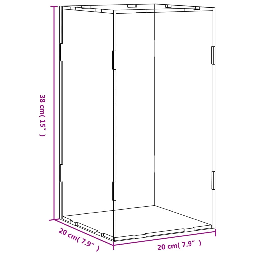 vidaXL Display Box Transparent 20x20x38 cm Acrylic 6