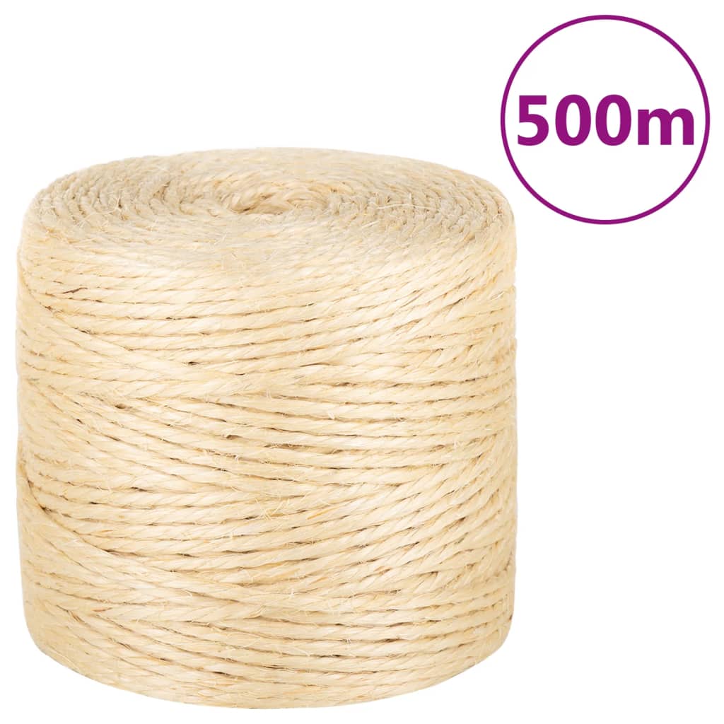 vidaXL Rope 100% Sisal 4 mm 500 m 1