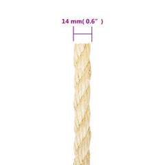 vidaXL Rope 100% Sisal 14 mm 25 m 4