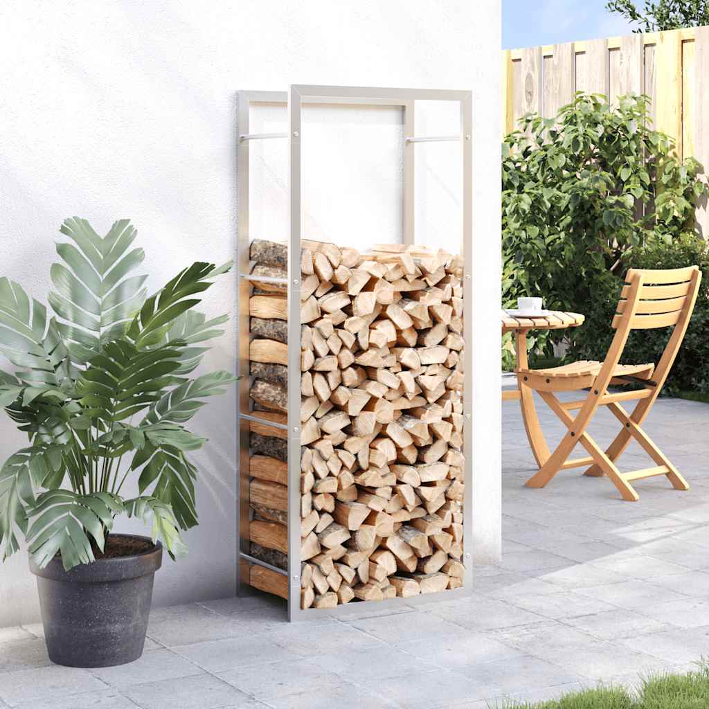 vidaXL Firewood Rack 50x28x132 cm Stainless Steel 3