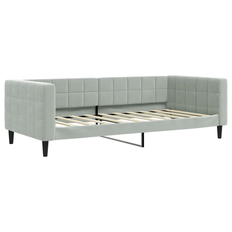 Daybed with Trundle and Mattresses Light Grey 90x190 cm Velvet