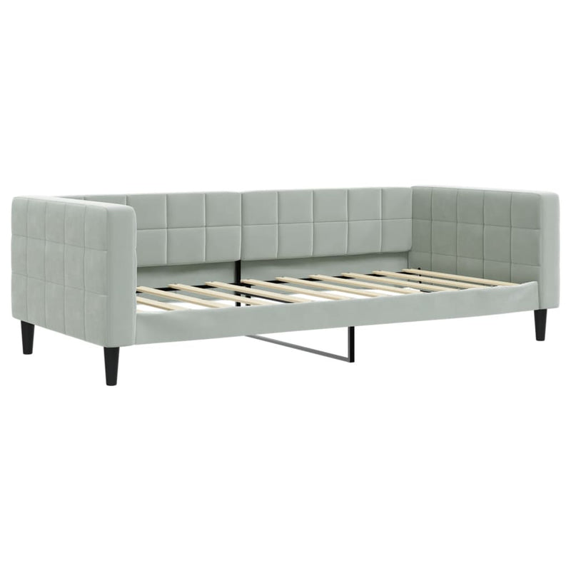 Daybed with Trundle and Drawers Light Grey 90x190 cm Velvet