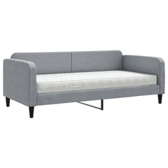 Daybed 90x190 cm Fabric Light grey With mattress