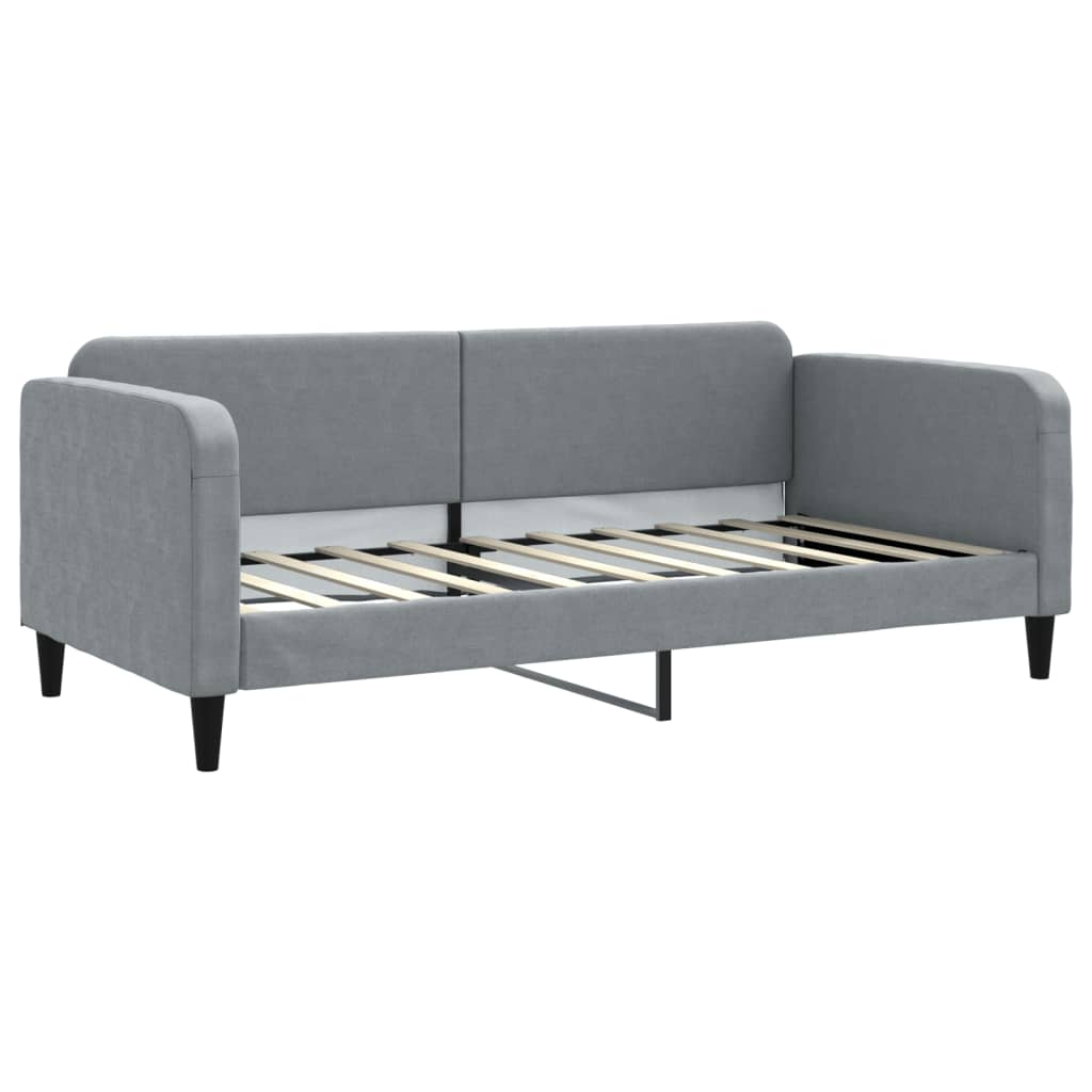 Daybed 90x190 cm Fabric Light grey With mattress