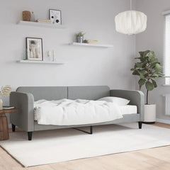 Daybed 90x190 cm Fabric Light grey With mattress