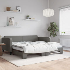 Daybed 90x190 cm Fabric Dark grey With trundle