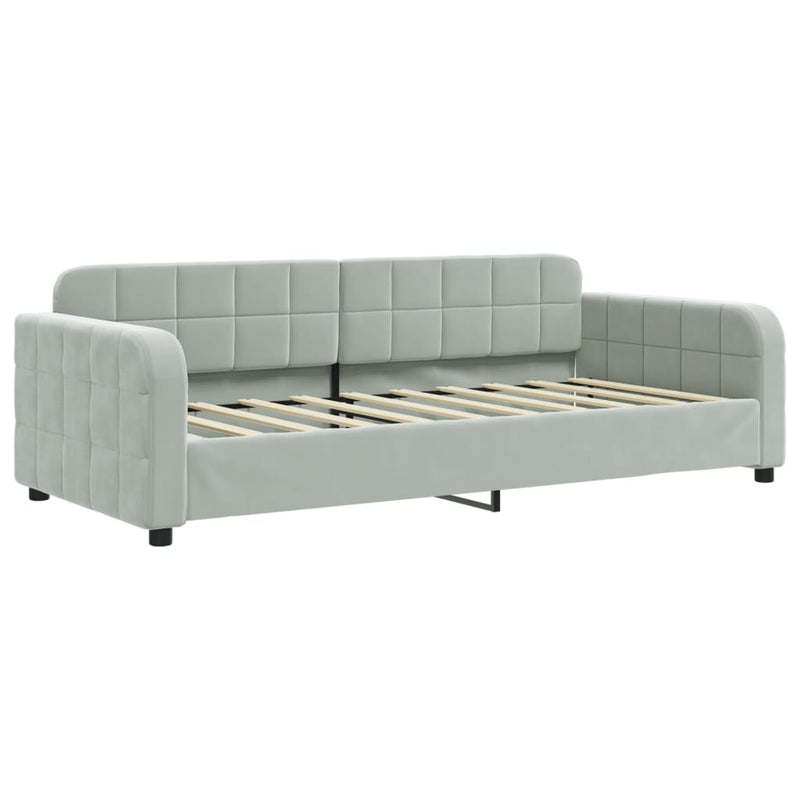 Daybed with Trundle and Mattresses Light Grey 90x190 cm Velvet