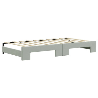 Daybed with Trundle and Drawers Light Grey 90x190 cm Velvet