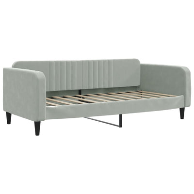 Daybed with Trundle and Mattresses Light Grey 90x190 cm Velvet