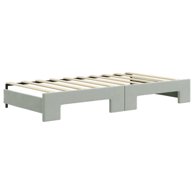 Daybed with Trundle and Drawers Light Grey 90x190 cm Velvet