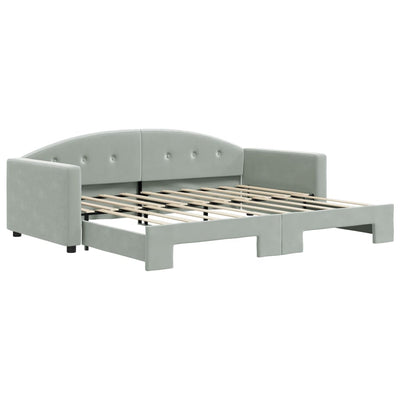 Daybed with Trundle Light Grey 90x190 cm Velvet