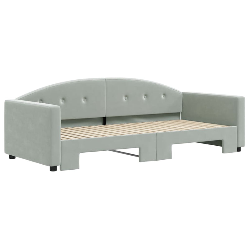 Daybed with Trundle Light Grey 90x190 cm Velvet