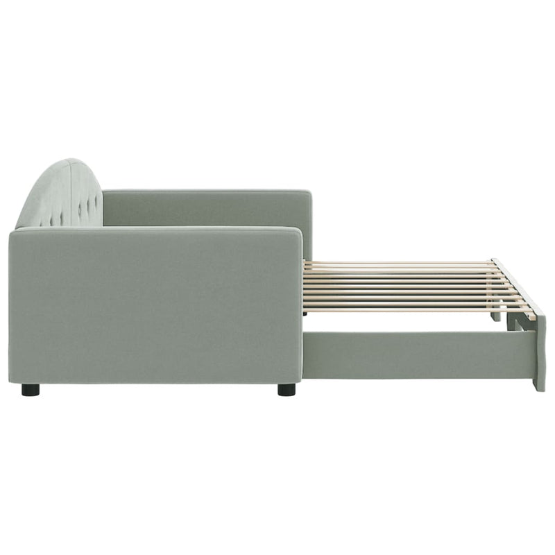 Daybed with Trundle Light Grey 90x190 cm Velvet