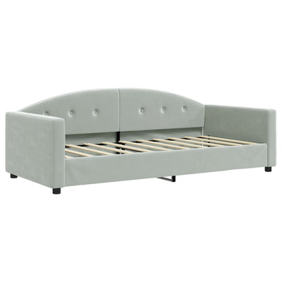 Daybed with Trundle Light Grey 90x190 cm Velvet