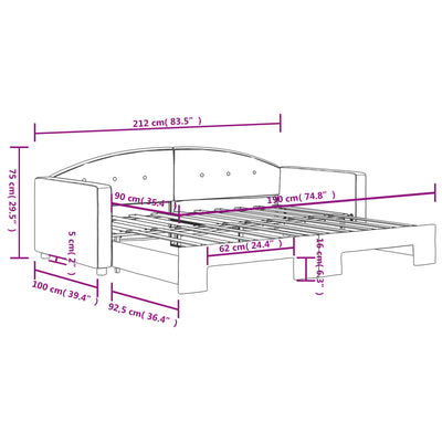 Daybed with Trundle Light Grey 90x190 cm Velvet