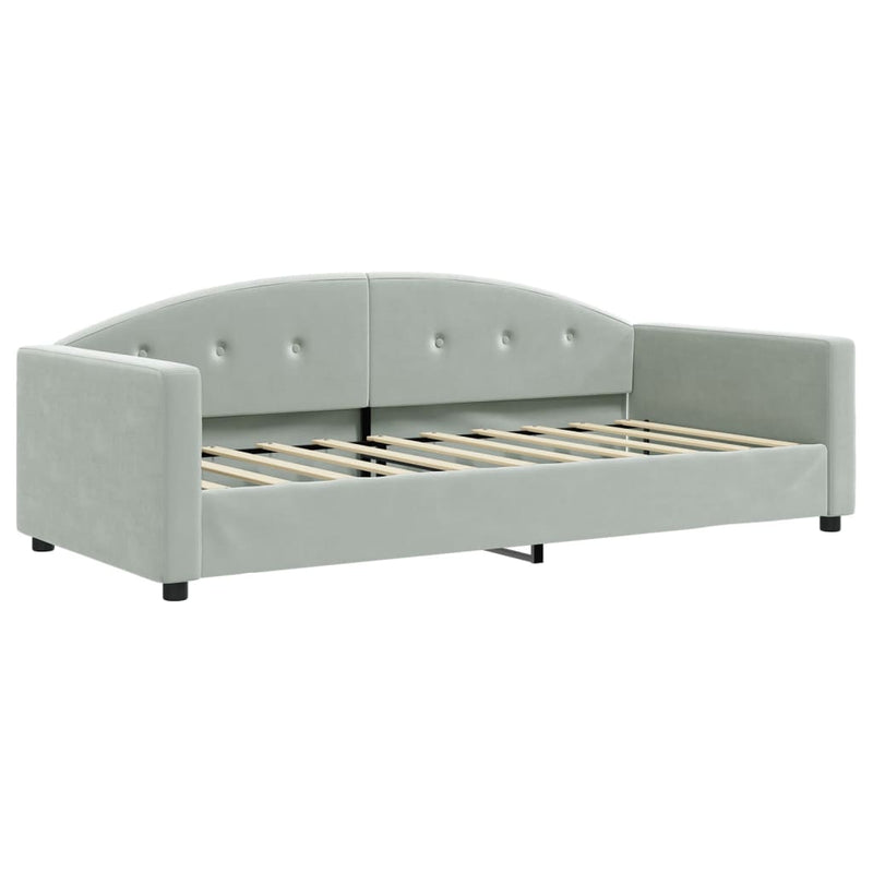 Daybed with Trundle and Mattresses Light Grey 90x190 cm Velvet